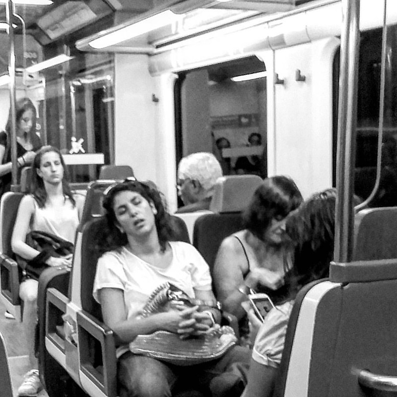 Sleeping in the subway...