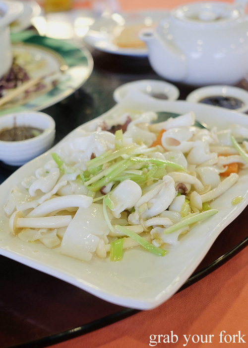 Giant cuttlefish flash fried at Rainbow Seafood Restaurant, Lamma Island, Hong Kong
