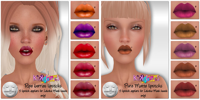 [KoKoLoReS]BP- Ripe Berries lipsticks & Pure Matte lips for Lelutka mesh heads!