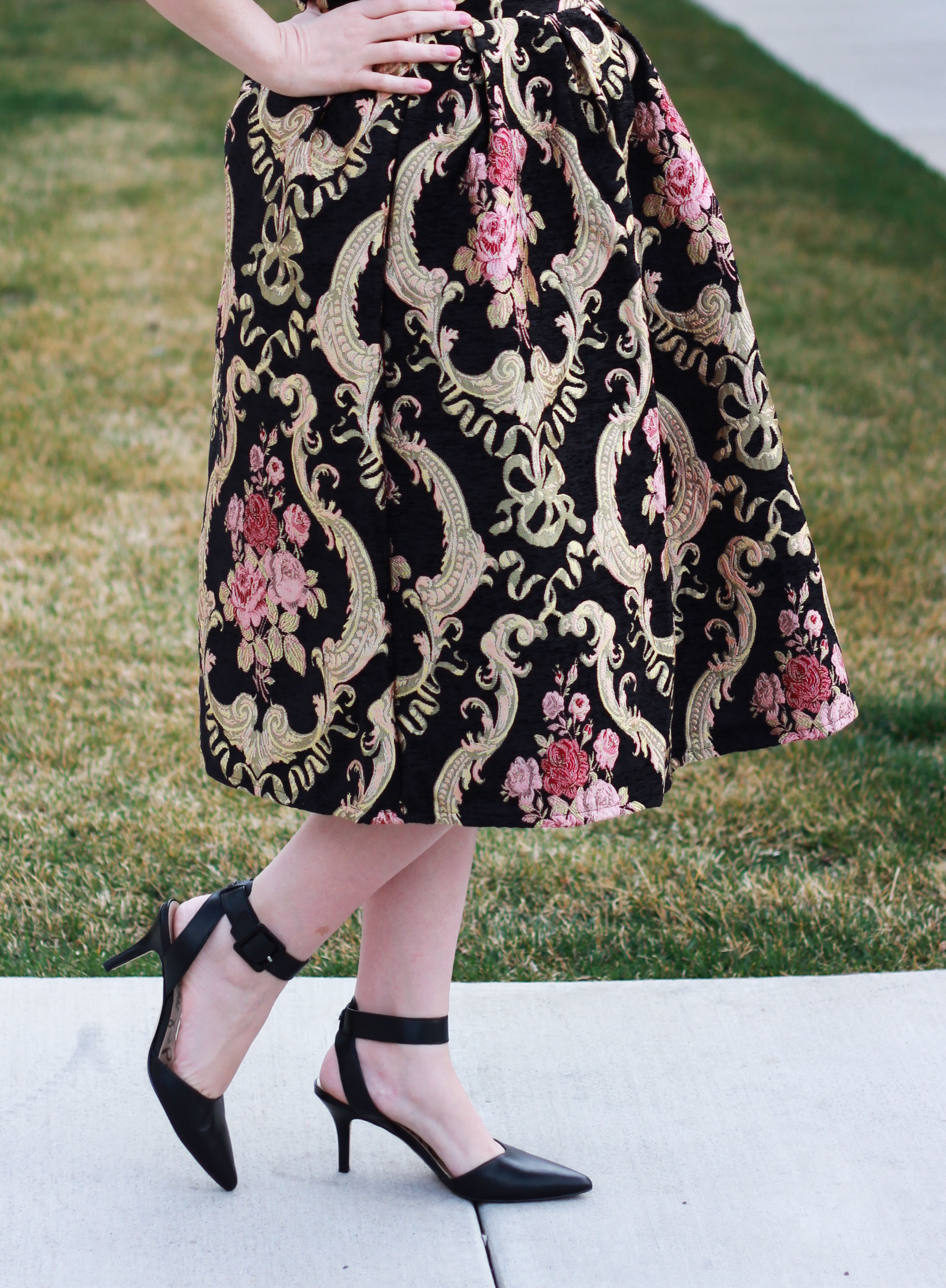 sheinside floral skirt-3