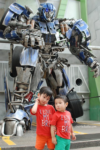 The Choo brothers with Optimus. 