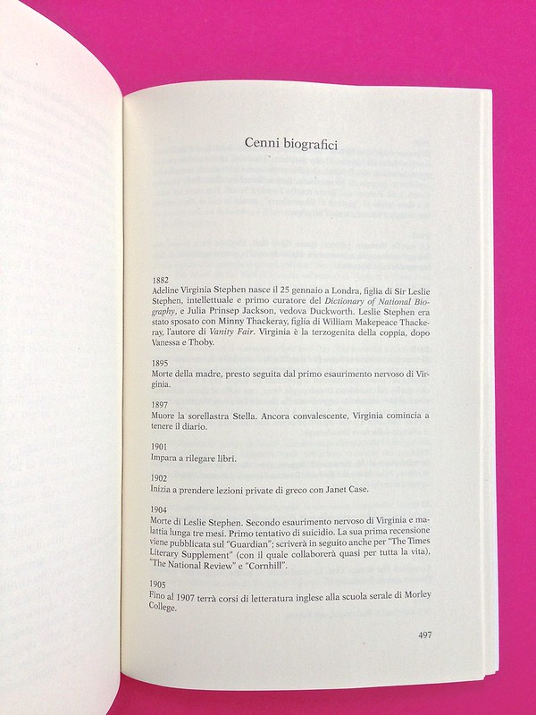 Gli anni, di Virginia Woolf. Feltrinelli 2015. Art dir.: Cristiano Guerri; alla cop.: ill. col. di Carlotta Cogliati. Cenni biografici, a p. 497 (part.), 1