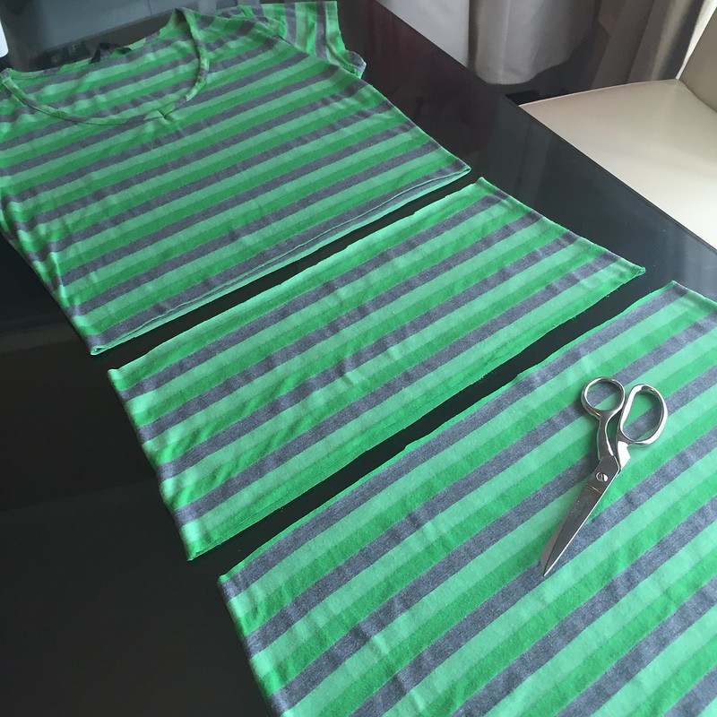 Green Striped Dress Refashion - In Progress