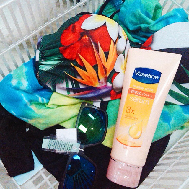Here's my shopping basket with the things I need this Summer 2015: bikinis, sunnies, cover ups, and my @vaselineph water based serum that can keep my skin whiter even under the sun so you can enjoy and #SeizeTheSummer!  Join the #TeamBeachBabes @camileald