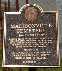 Madisonville Cemetery plaque - 400 Main Street, Madisonville LA