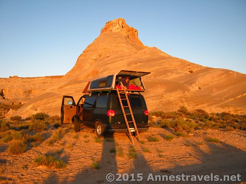 Morning in Glen Canyon National Recreation Area, Utah or Arizona, after a night in our hard sided roof top camper
