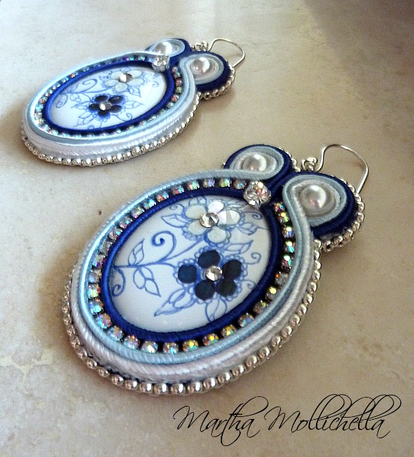 soutache parure earrings and pendant handmade in Italy by Martha Mollichella soutache