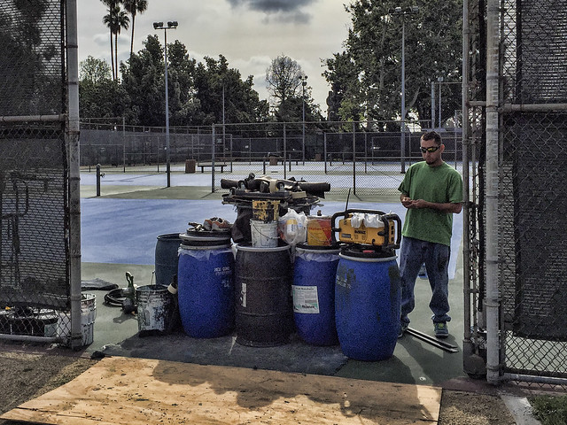 Tennis court resurfacing