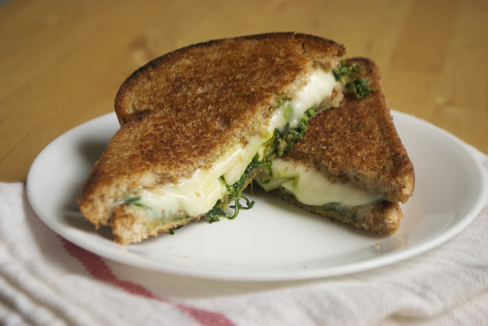 Baby Swiss Grilled Cheese with Spinach Almond Pesto