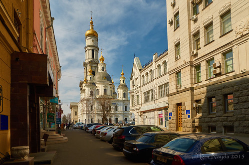 Hat Lane and Alexander bell tower. Kharkov. Ukraine