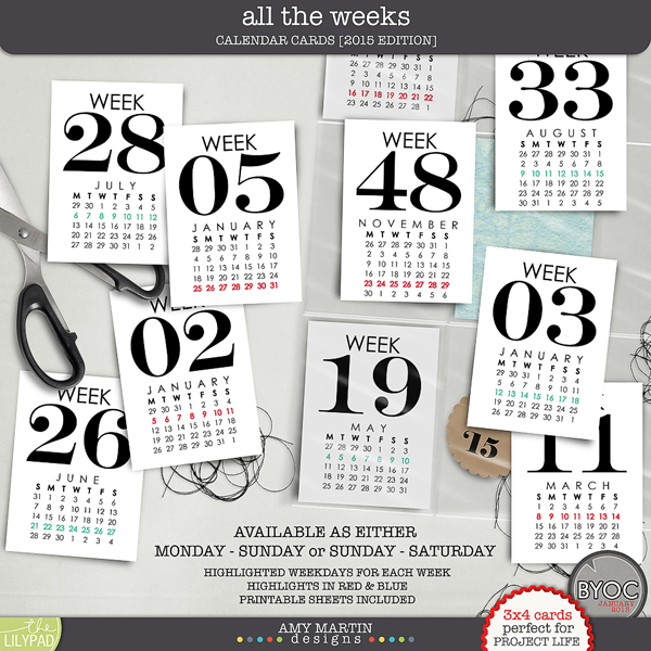printable, weekly calendars for memory keeping (aka time savers)