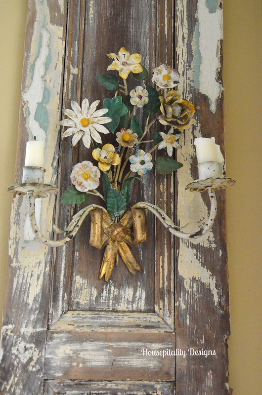 Tole Sconce on Antique Shutter-Housepitality Designs