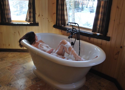 Hot bath on a winter day
