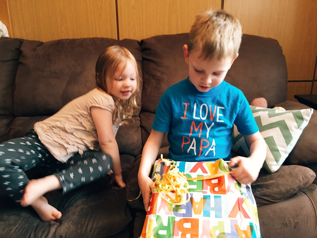 Titus Open His Birthday Present from Papa and Nana (4/18/15)
