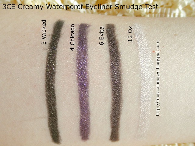 3CE Creamy Waterproof Eyeliner Smudge Test