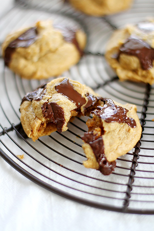 Four-Ingredient Peanut Butter Chocolate Chunk Cookies | girlversusdough.com @stephmwise