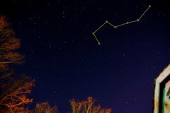 Big Dipper and meteor (but no aurora borealis, northern lights)