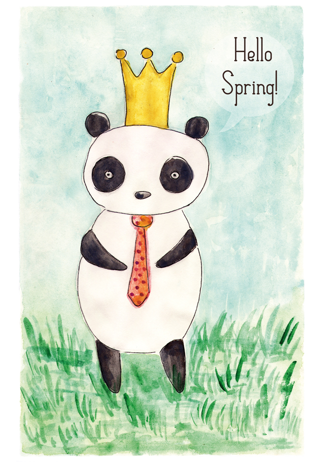 Cute panda nursery A5 print - illustrazione acquerelli - design by alex b
