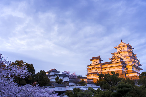 sunset japan canon spring 桜 magichour apr 6d 姬路城 himejijō 白鷺城 ひめじじょう