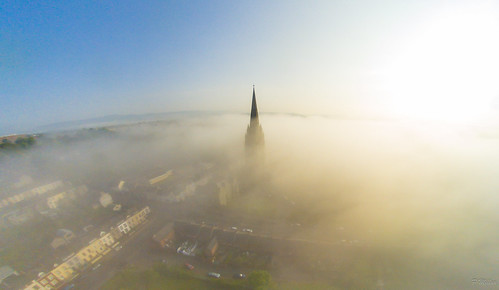 morning ireland sunset mist church st fog sunrise cathedral spire eugenes derry