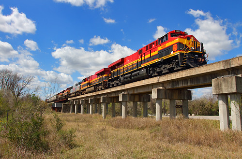 railroad bridge clouds train texas tx belle locomotive refugio ge kcs kansascitysouthern 4801 es44ac retrobelle missionriver