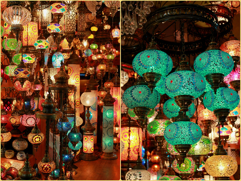 Colourful glass lanterns