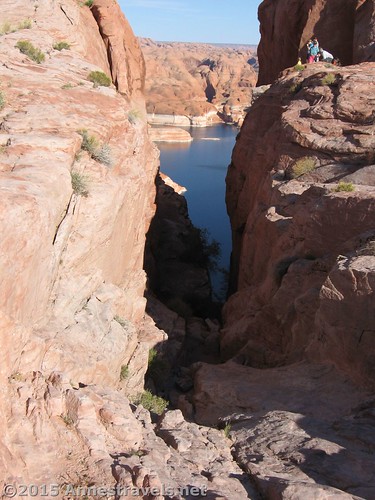 Heading down into the slot of Hole in the Rock, Glen Canyon National Recreation Area, Utah