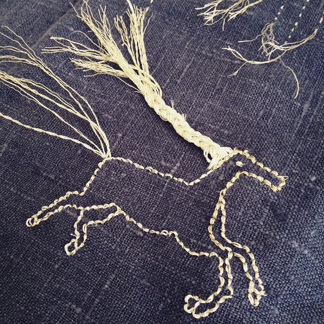 About dreams and what they're made of. A personal #embroidery project in progress. Right now I'm loving to use this metallic floss in a very intuitive, step by step, way. It feels a lot like painting, in the sense that there is no project, and there are n