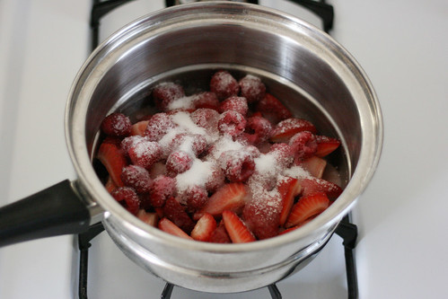 Berries softening in sugar