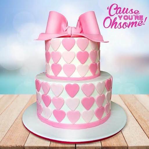Pink Cake with Hearts by Marilyn Mones