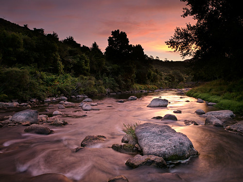 sunset newzealand river landscape gold olympus waikato waikino