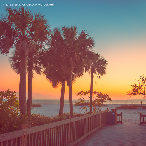 sunset usa seascape beach florida palmtrees boardwalk cinematic fortmyersbeach 2015 verenigdestaten nikkor2470mmf28 nikond800 allardschager