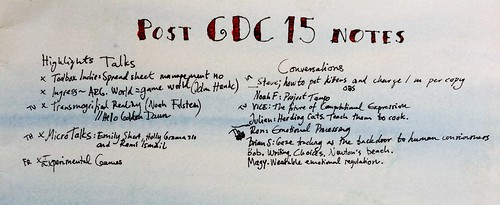 Post GDC15 notes, from the plane