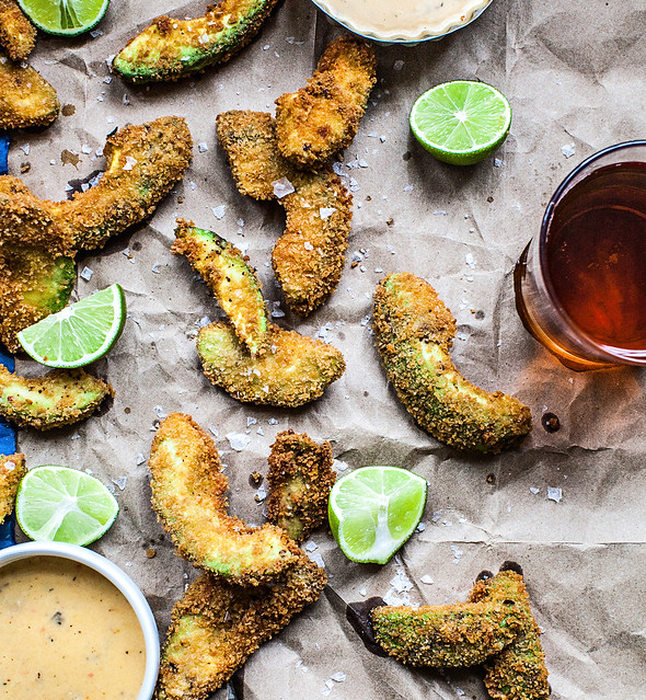 Avocado Fries with melty cheese dipping