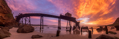 ocean panorama beach sunrise dawn pano jetty australia wharf newsouthwales catherinehillbay