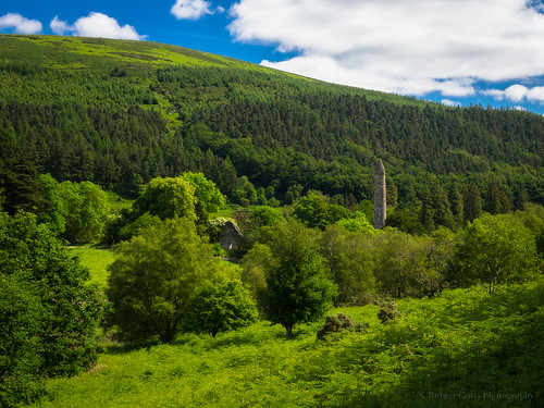 trees ireland tower church clouds forest landscape europe bluesky olympus medieval eire monastery omd em5