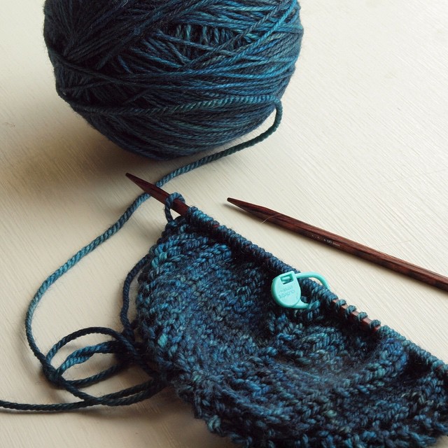 Cast on for a Zuzu's Petals cowl today. In MadTosh Pashmina, from a GMDS swap package.