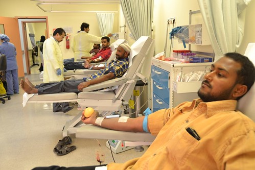 Volunteers giving blood