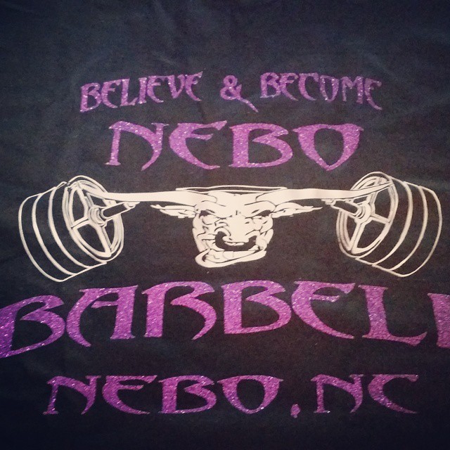 New purple glitter Nebobarbell shirt....