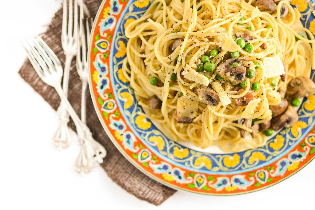 Carbonara with Mushrooms and Peas | Things I Made Today
