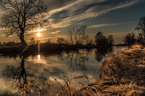 sunset sky sun sunlight reflection tree nature water clouds river landscape pentax poland waterscape piotrfil