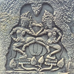 Dancing Princesses- relief at one of the temples within Angkor Wat