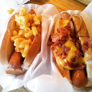 His & Hers #hotdogs for lunch, Golden Retriever & Bad Dog. #yumo #foodstagram #delish #Rockport