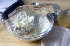 butter into flour, sugar, salt