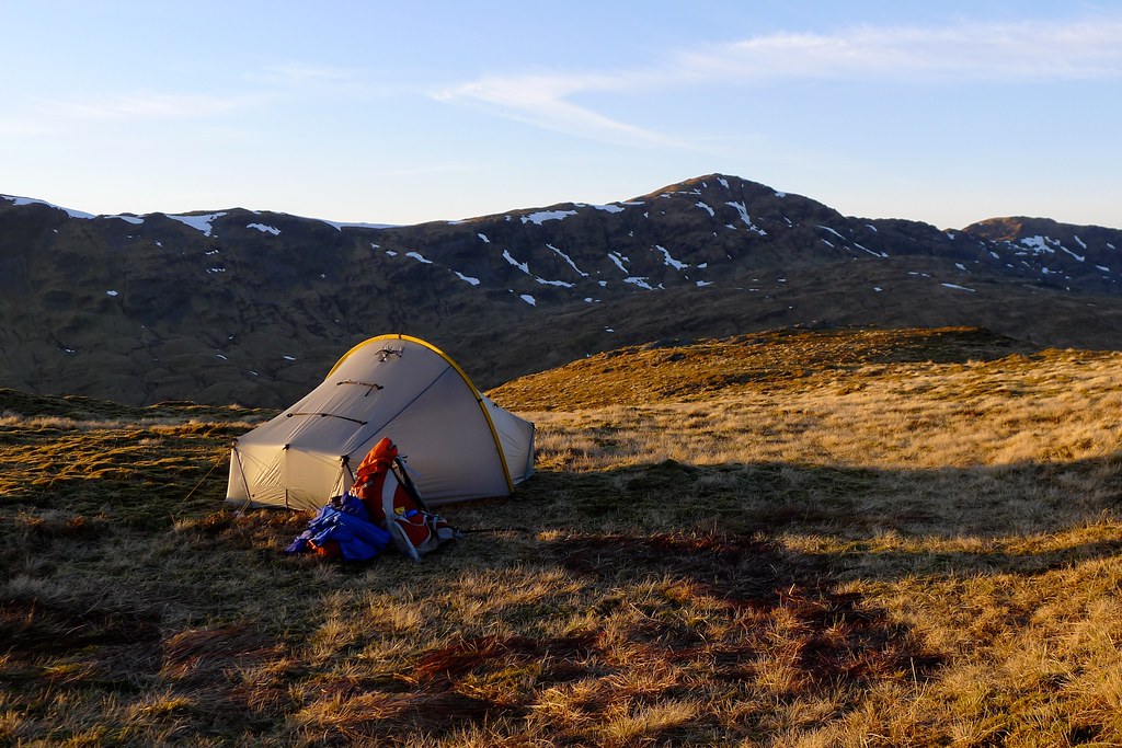 Scarp pitched with Beinn Bhuidhe beyond