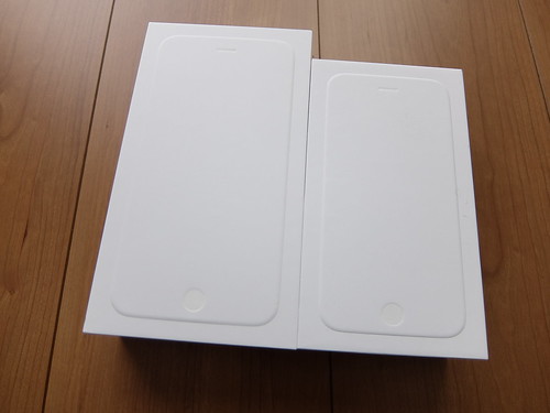 iPhone 6とiPhone 6Plusの箱の大きさ比較