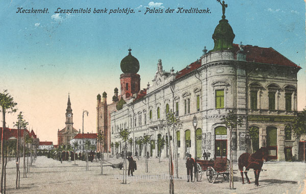 Pohľadnica Maďarsko, Rakúsko-Uhorsko, Kecskemét synagóga, judaica