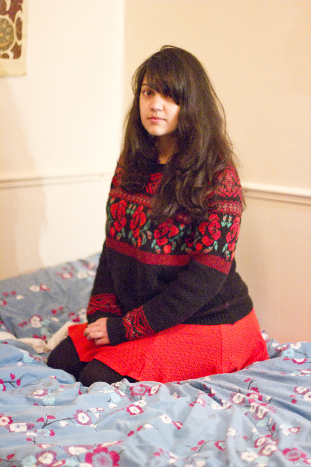 Laila tapeparade red skirt floral jumper feminism womanhood sisterhood feeling a part of something