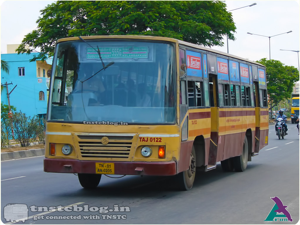 TN-01AN-0205 of Tambaram Depot Route 555G Guduvanchery - Kelambakkam via Urappakkam, Vandalur Zoo, Kandigai, Karanai, Puthupakkam, Chettinad Hospital.