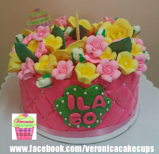 Cake with Sugar Flowers by Veronica Joy E. Mendoza of Veronica Cakes & Cupcakes